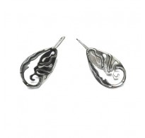E000870 Genuine Sterling Silver Stylish Earrings On Hooks Solid Stamped 925 Handmade